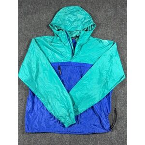Vintage Patagonia Jacket Mens Large Anorak Teal Blue Hooded Pullover Lightweight
